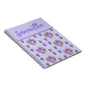 女の子の名前ヴィオラパープル薄紫フローラ花 ノートブック (右側)