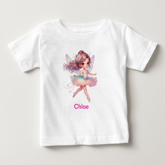 女の子の名前付きバレリーナ ベビーTシャツ (正面)
