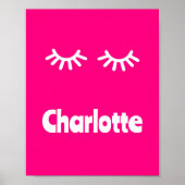 女の子の名前無地のピンクまつげ ポスター (正面)