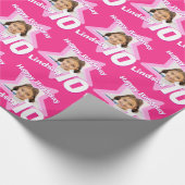 女の子の名前10th誕生日あなたのフォトピンクの星を追加 ラッピングペーパー (角)