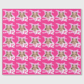 女の子の名前12th誕生日あなたのフォトピンクの星を追加 ラッピングペーパー (フラット)