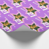 女の子の名前21stあなたの写真の紫色の星模様を追加 ラッピングペーパー (角)