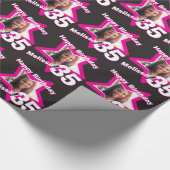 女の子の名前35th誕生日フォトピンクブラックラップ ラッピングペーパー (角)