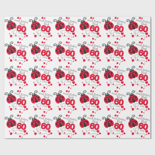女の子の名前60th誕生日ラディバグパターン(の模様が)あるラップ ラッピングペーパー (フラット)