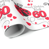 女の子の名前60th誕生日ラディバグパターン(の模様が)あるラップ ラッピングペーパー (ロールコーナー)