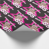 女の子の名前85th誕生日フォトピンクブラックラップ ラッピングペーパー (角)
