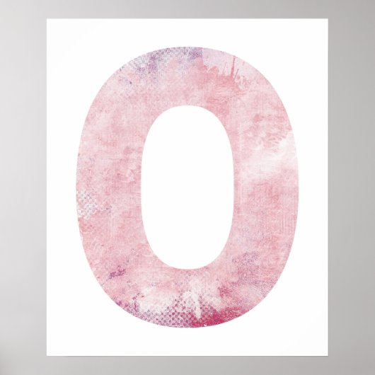 女の子の名前 レター O ピンク 水彩 ポスター (正面)
