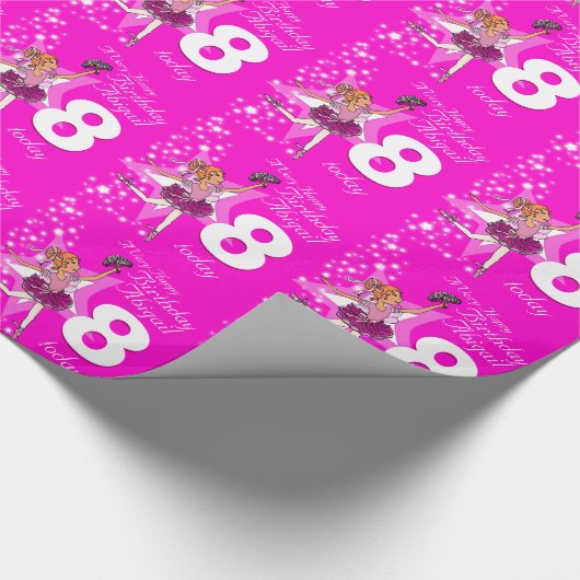 女の子の名前age ballerinaピンクの誕生日パターン ラッピングペーパー (角)