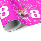 女の子の名前age ballerinaピンクの誕生日パターン ラッピングペーパー (ロールコーナー)