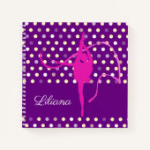 女の子の名前gymnast水玉模様パープルピンク ノートブック (正面)