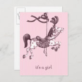 女の子の回転木馬馬はがき 案内ポストカード (正面/裏面)