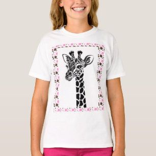 女の子の基本的なTシャツのキリンの水玉模様のTシャツ Tシャツ