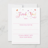 女の子の塗り絵ありがとうカード 水彩 ノートカード (正面)