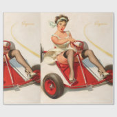 女の子の壁の芸術の上のクラシックな50年代のヴィンテージPin ラッピングペーパー (フラット)