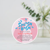 女の子の夏のしぶきのプールを囲んでのパーティの誕生日 招待状 (スタンド正面)