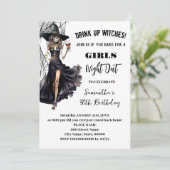 女の子の夜ウィッチハロウィーン誕生日パーティー 招待状 (スタンド正面)