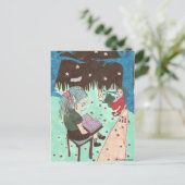 女の子の夜読の星の葉書 ポストカード (スタンド正面)