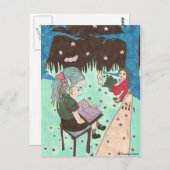 女の子の夜読の星の葉書 ポストカード (正面/裏面)