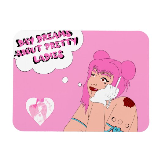 女の子の夢を見かわいらしる マグネット (横)