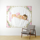 女の子の大きいベビーシャワーの背景 タペストリー (インサイチュ(横))