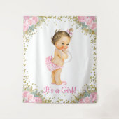 女の子の大きいベビーシャワーの背景 タペストリー (正面)