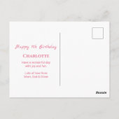 女の子の大きな7歳の誕生日 ピンクの花 緑の葉 ポストカード (裏面)