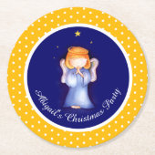 女の子の天使の名前入りなクリスマスの紙のコースター ラウンドペーパーコースター (正面)