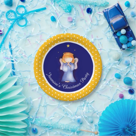 女の子の天使の名前入りなクリスマスの紙皿 ペーパープレート (パーティー)