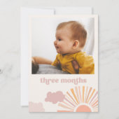 女の子の太陽の月間バナー - 3ヶ月 招待状 (正面)