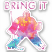 女の子の女の子の持って来るホッケーゴアリーの水色 シール (正面)