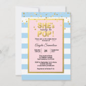 女の子の女の子ポップ・アートのの赤ちゃんシャワーをジェンダーに準備 招待状 (正面)