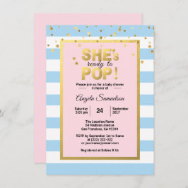 女の子の女の子ポップ・アートのの赤ちゃんシャワーをジェンダーに準備 招待状