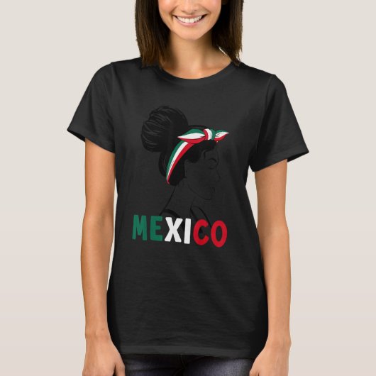 女の子の女性のためのメッシーバンガールメキシコ国旗 Tシャツ (正面)