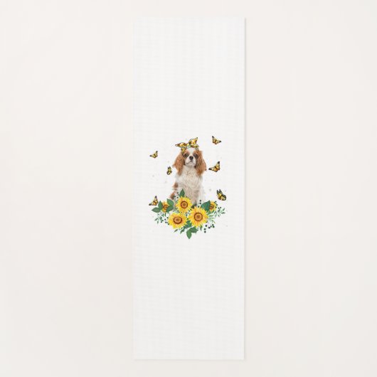 女の子の女性ママカバリヤキングチャールズスパニエル犬ドッグ ヨガマット (正面)