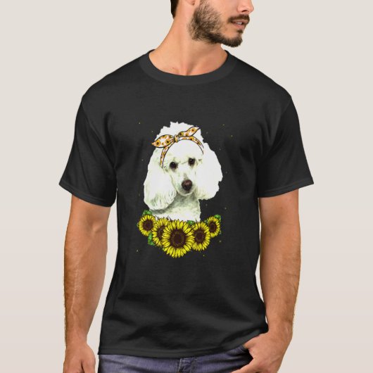 女の子の女性ママpoodle犬ひまわり tシャツ (正面)