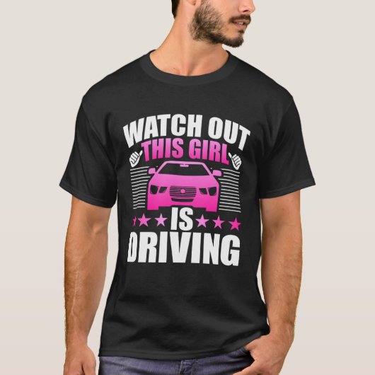 女の子の女性10代ののための新しい学生の学運転手 Tシャツ (正面)