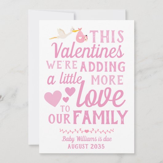 女の子の妊娠の発表バレンタインデーのカード シーズンカード (正面)