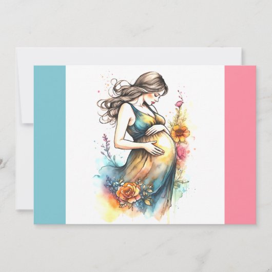 女の子の妊娠ジェンダーが喜びを明らかにする 案内状 (正面)