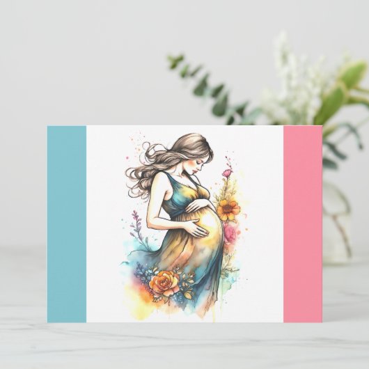 女の子の妊娠ジェンダーが喜びを明らかにする 案内状 (スタンド正面)