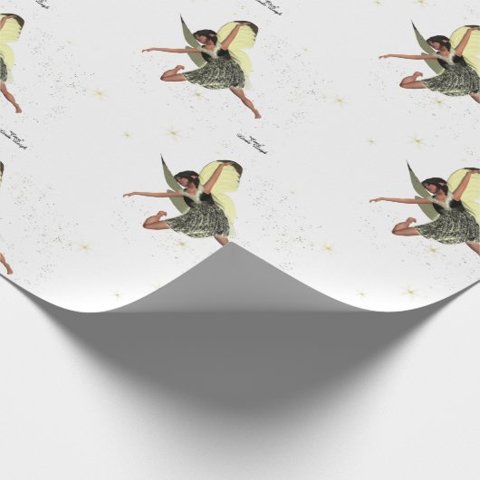 女の子の妖精と黄色の翼のラッピング紙 ラッピングペーパー (角)