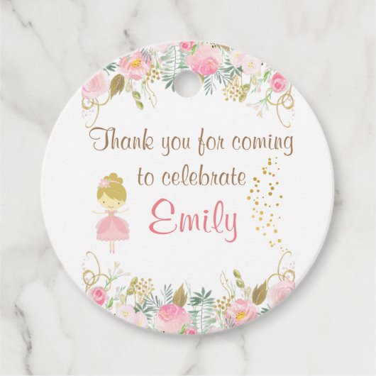 女の子の妖精の庭の誕生日パーティー フェイバータグ (正面)