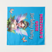 女の子の妖精の誕生日テーマパーティーの飾り付け タペストリー (正面(横))