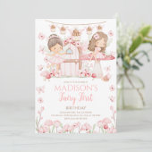 女の子の妖精の魔法の庭 初めての誕生日 招待状 (スタンド正面)
