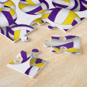 女の子の子の紫の金ゴールドバレーボールチームの色 ジグソーパズル (側面)