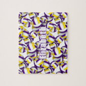 女の子の子の紫の金ゴールドバレーボールチームの色 ジグソーパズル (縦)