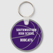 女の子の子の紫色のグレーチームカラーバスケットボール キーホルダー (裏面)