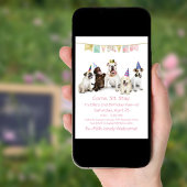 女の子の子犬のための犬の誕生日パーティー 招待状