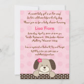 女の子の子犬のベビーシャワー招待状 招待状 (正面)
