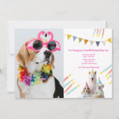 女の子の子犬の誕生日パーティフォト招待状 招待状 (正面)