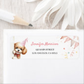 女の子の子犬はポーティ誕生日パーティーアドレスを許可 ラベル (インサイチュ)